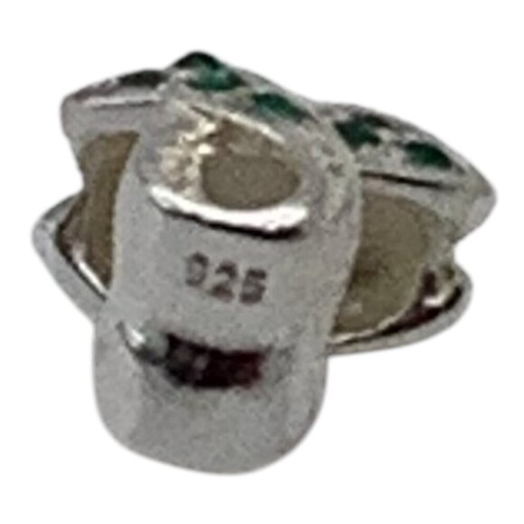 Charmed Craft 925 Sterling Silver Ribbon Pendant Green Crystals Cancer Awareness - Picture 2 of 8